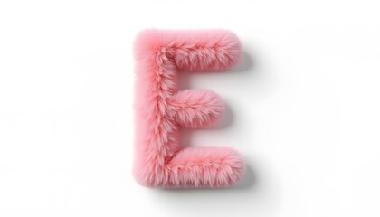 Pink Furry Letter E: Soft, Fluffy Alphabet