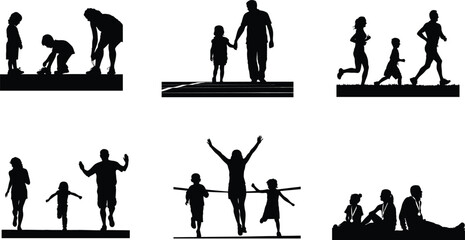 Family Runner Silhouette. The Family Race Day Silhouette Set