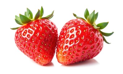 Fresh red strawberries on white background