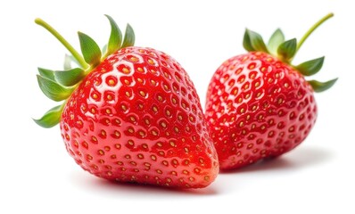Fresh, ripe red strawberries on white background