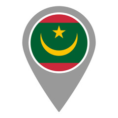 Mauritania flag location pin, flag application, Flag on Location Pin, graphic design, map pointer, vector illustration.