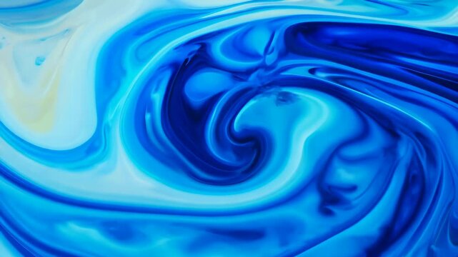 The blue thick liquid mixes with the black liquid. Paint or chemical reagent. Footage. Place holder.