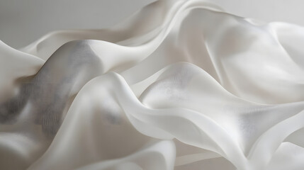 Obraz premium Soft, flowing white fabric with smooth, translucent waves creates elegant and serene abstract composition, evoking sense of lightness and sophistication