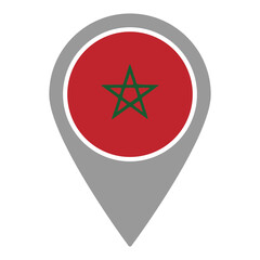Morocco flag location pin, flag application, Flag on Location Pin, graphic design, map pointer, vector illustration.