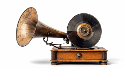 Classic Phonograph Featuring Detailed Craftsmanship on white background.PNG