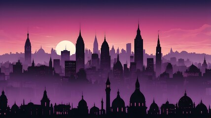 Fototapeta premium AI bedoBase XL Classic Urban Skyline Silhouette at Twilight. Cityscape.