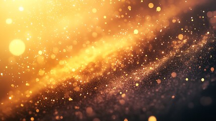 Obraz premium Golden Dust Particles Shimmering: A Vibrant Digital Painting. AI Generated
