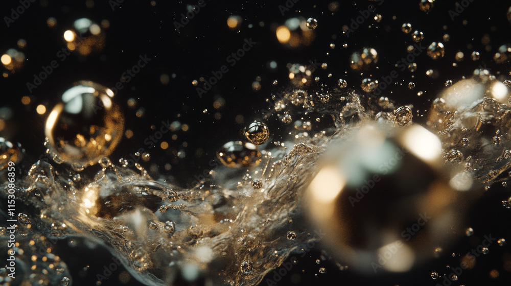 Aufkleber fizzy bubble in carbonated effervescent soda water or champagne. realistic 3d vector illustration se