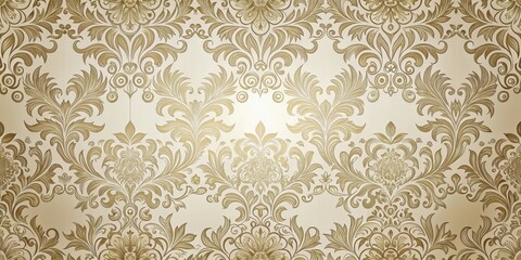 Fototapeta premium Elegant floral damask pattern with gold accents on a neutral background , elegant, damask, elegant,damask, floral