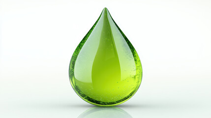 Vibrant Green Droplet Isolated on White Background with Clipping Path