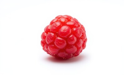 Fresh red raspberry on white background