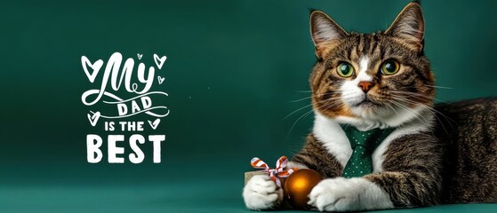 Adorable Cat in Tie Celebrates Fathers Day: My Dad is the Best