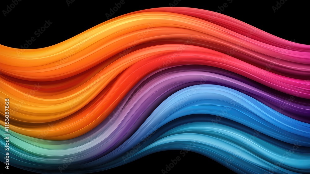 Poster dynamic color waves flowing in abstract art digital background bright palette vibrant design artisti