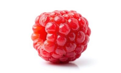 Fresh red raspberry on white background