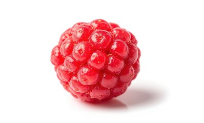 Fresh red raspberry on white background