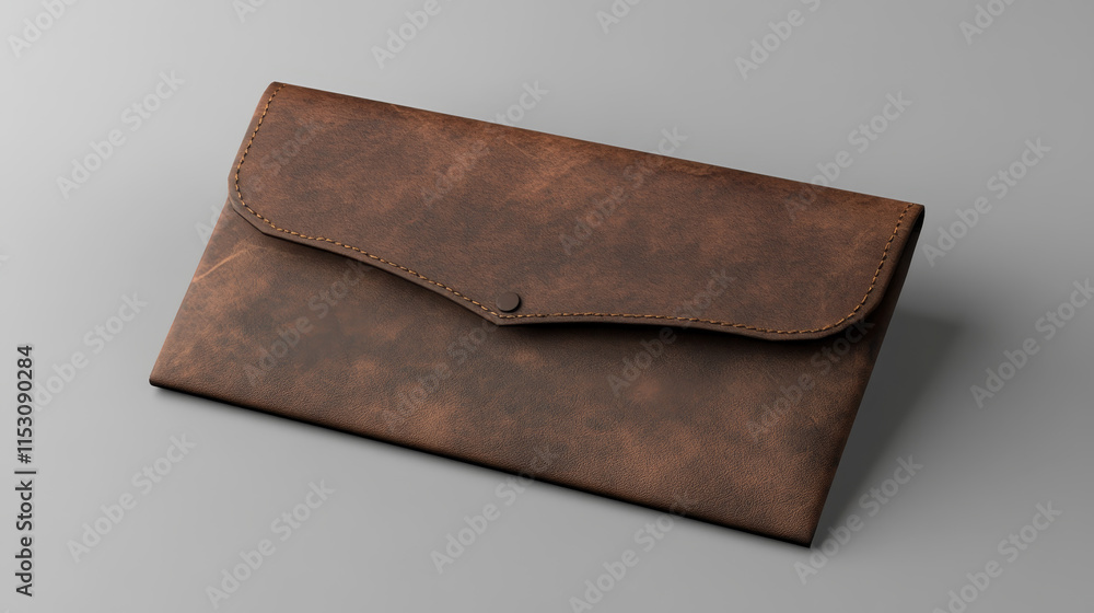 Poster raster version. closed brown standard envelope for letters and documents. mockup post blank envelope