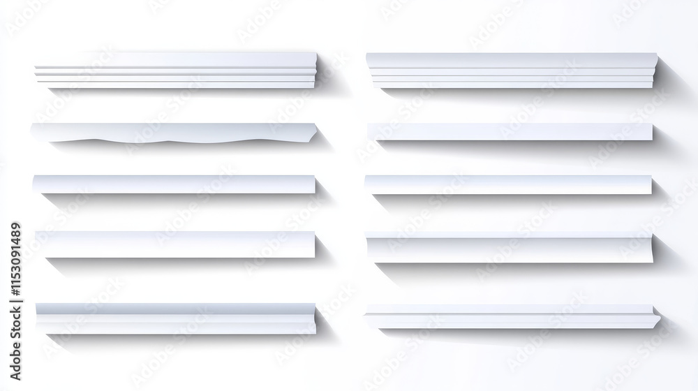 Poster shadow box paper line vector. 3d page frame divider set. isolated realistic shade border pack. botto