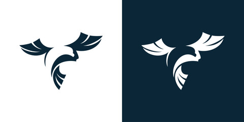 Linear logo icon bird in flight for a business company. logo wing bird vector