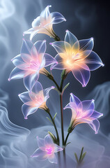 A beautiful spectrum of Alstroemerias flowers with delicate, translucent petals illuminated by soft light. Created with generative AI