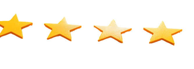 5 stars rating as best rating, rate and reviews, ground shadow, isolated, yellow to orange color