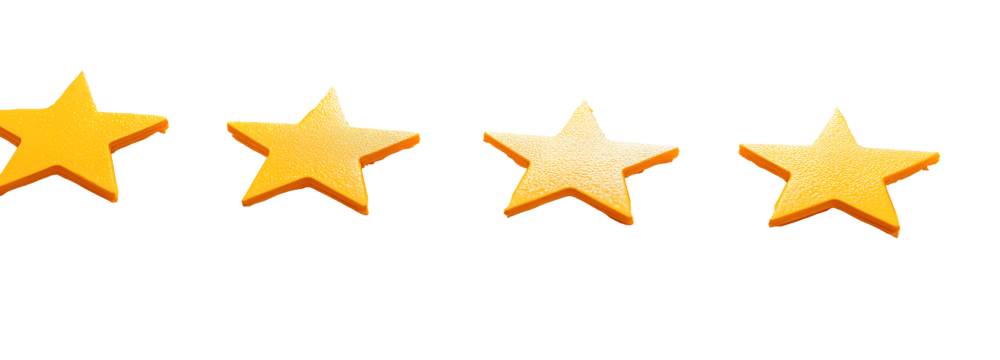 5 stars rating as best rating, rate and reviews, ground shadow, isolated, yellow to orange color