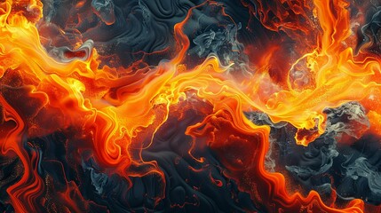 Fototapeta premium Abstract fiery swirls and dark, textured background blend in a mesmerizing digital artwork.