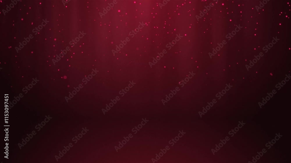 Aufkleber red glowing circles particles falling in the air and light rays at the top left of a cyc wall backgr