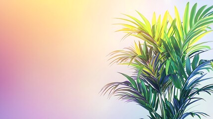 Vibrant Tropical Palm Leaves Pastel Background Summer Foliage