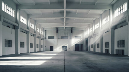 White empty warehouse