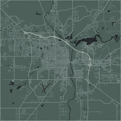 Map of Albany in Georgia in a smooth dark style. Contains layered vector with roads water, parks, etc.