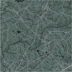 Map of Johns Creek in Georgia in a smooth dark style. Contains layered vector with roads water, parks, etc.