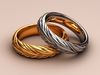 Naklejka premium Elegant wedding rings display jewelry store product photography neutral background close-up view luxury concept