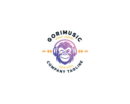 Creative unique Gorilla stereo music studio logo for business company
