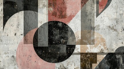 Abstract Geometric Wall Art Featuring Circles and Rectangles