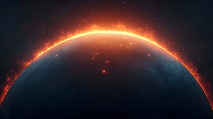 Fototapeta premium Stunning Planetary Horizon with Fiery Atmosphere