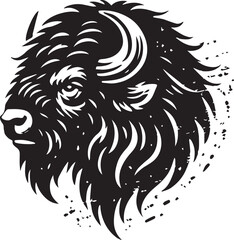 Bison head silhouette in grunge style