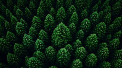 Aerial View of Lush Evergreen Forest