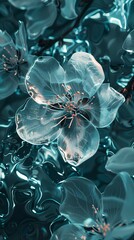 Fototapeta premium acid design flowers and leaves plants abstract graphics poster background