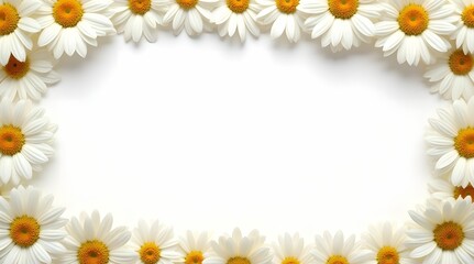 Obraz premium Banner of daisy petals and flowers on white background