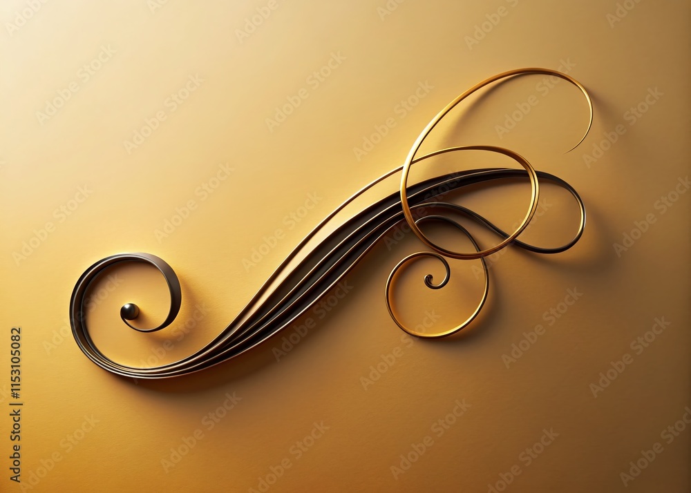 Poster Elegant Black Cursive Script Calligraphy Design with Subtle Swirls - Stock Photo