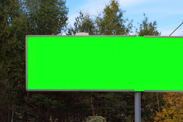 Background for design, green rear billboards on city streets and along roads