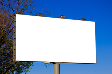 Background for design, white billboards on city streets and along roads