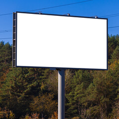 Background for design, white billboards on city streets and along roads