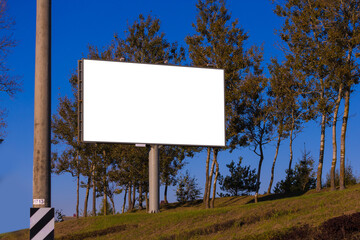Background for design, white billboards on city streets and along roads