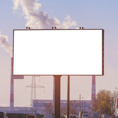 Background for design, white billboards on city streets and along roads