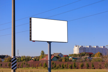 Background for design, white billboards on city streets and along roads