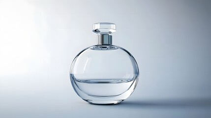 Isolated glass perfume bottle with fragrance liquid