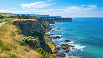 Coastal Road Winding Along Dramatic Ocean Cliffs