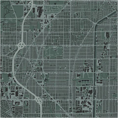 Map of Skokie in Illinois in a smooth dark style. Contains layered vector with roads water, parks, etc.