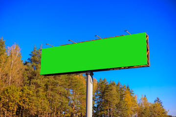 Background for design, green rear billboards on city streets and along roads